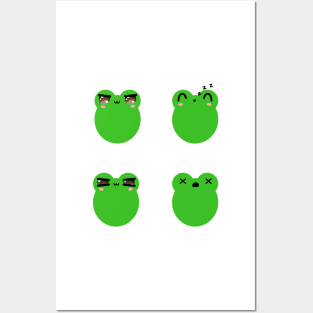 Cute frog face expressions v3 Posters and Art